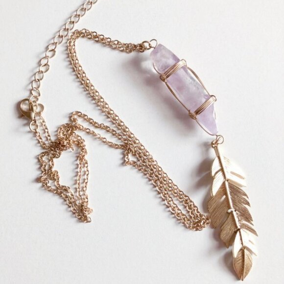 Retro 14kt Gold Plated Purple Agate Pendant Necklace - Picture 6 of 7